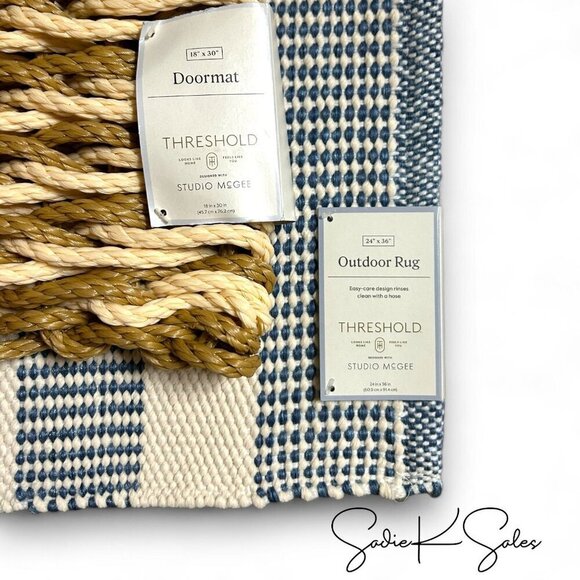 Threshold Studio McGee 1'6" x‎ 2'6" Basket Weave Poly Rope Outdoor Door Mat - Picture 7 of 7